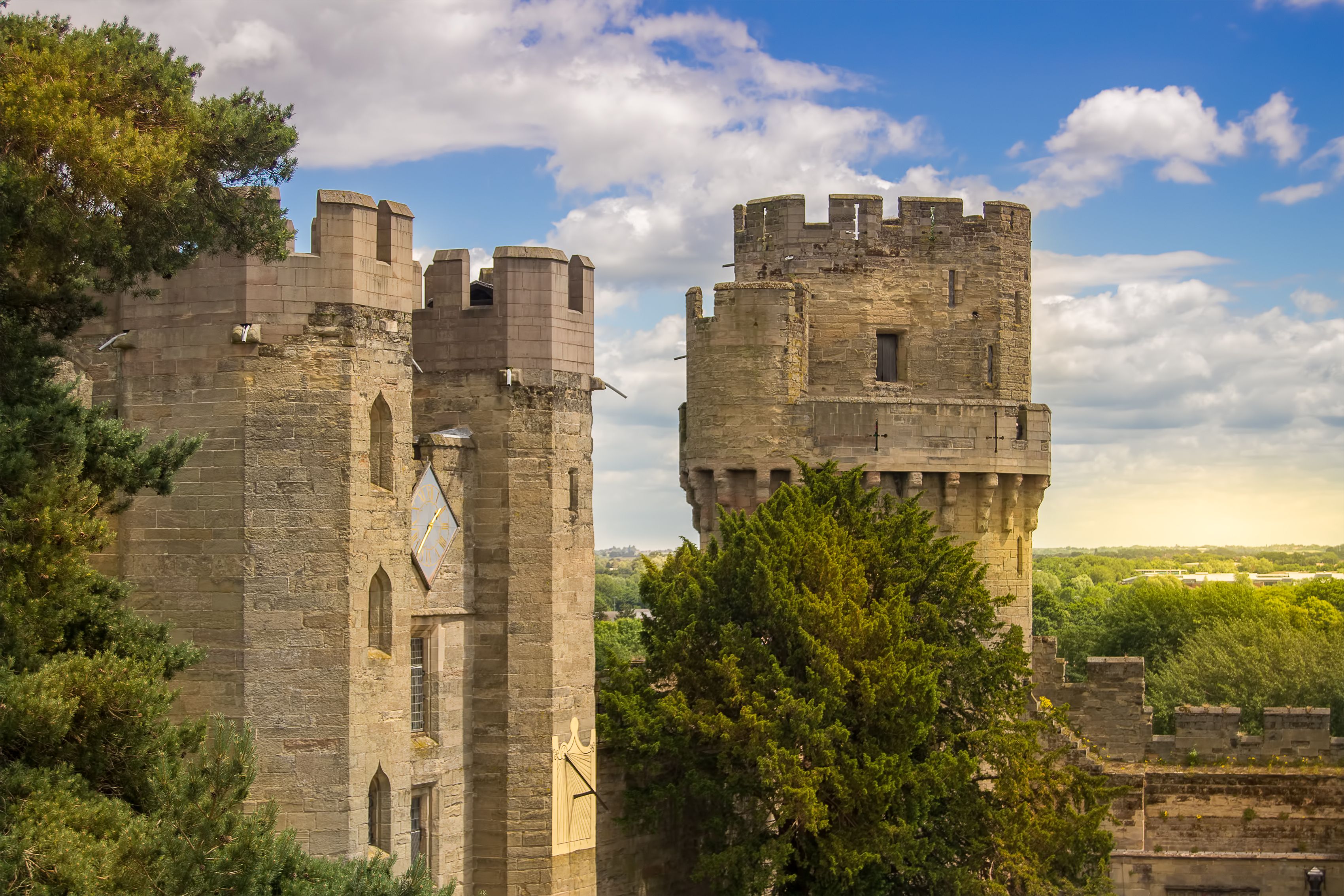 Walls Of Warwick Castle In Warwickshire England.